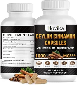 Ceylon Cinnamon Capsules - Hergestellt mit Chromium GTF, Turmeric, Niacinamide, Black Pepper - Energy, Heart & Metabolism Support - für Männer & Frauen - 120 Vegan Capsules, 2 Month Supply
