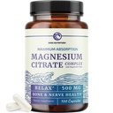 Magnesium Citrate 500 MG (120ct) for Calm & Relaxation | High Absorption Magnesium Supplement with Elemental Mag Oxide | Constipation & Digestion Support | Gluten-Free, Soy-Free | 4-Month Supply