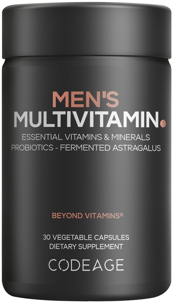 Codeage Men's Multivitamin - Daily Vitamins for Men with Vitamin A, C, D3, E, B12, Magnesium, Zinc, Iron, Chromium, Probiotics, Astragalus & More - 1 Capsule Per Serving - 30 Capsules