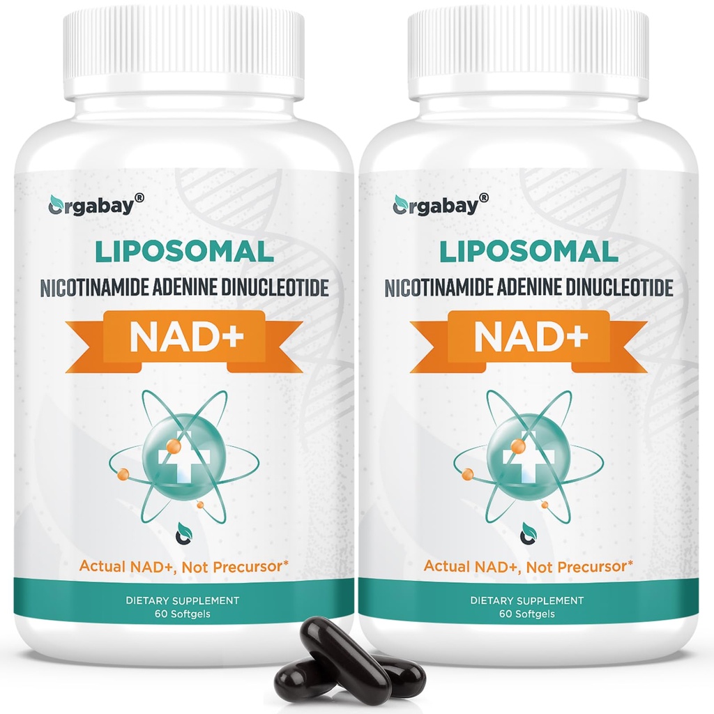 Orgabay Liposomal NAD+ Ergänzung 500 mg, hohe Absorption, Boost NAD+ mit TMG 250 mg, Actual NAD Plus Mehr Efficient Than Nicotinamid Riboside, Unterstützung Cellular Energy, Healthy Aging | 120 Softgels