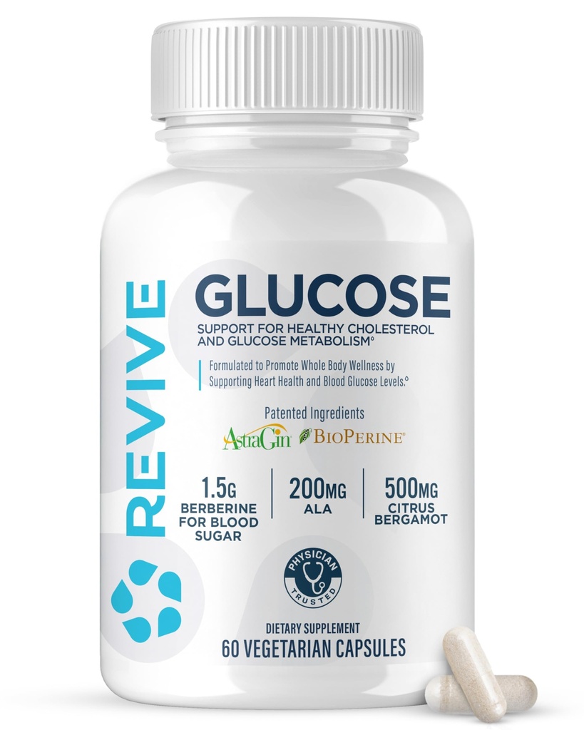 Revive MD Glucose Support Supplement for Men & Women - Glucose Supplement Supports Metabolic Health for Healthy Blood Sugar Levels - Blend of Botanical Extracts & Essential Nutrients (30 Servings)
