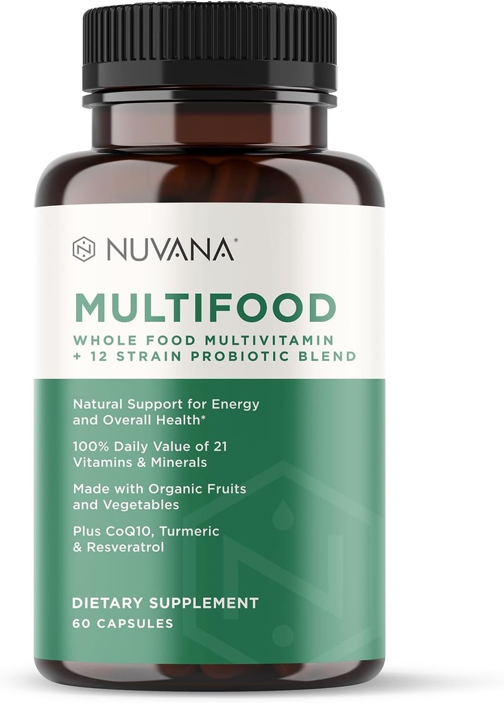 Multifood ganze Lebensmittel Multivitamin für Männer & Frauen | 21 Bio-Fruchten & Vegtables | Boosts Energie, unterstützt Gut & Immune Gesundheit | Präbiotics & Probiotics | 60 Kapseln