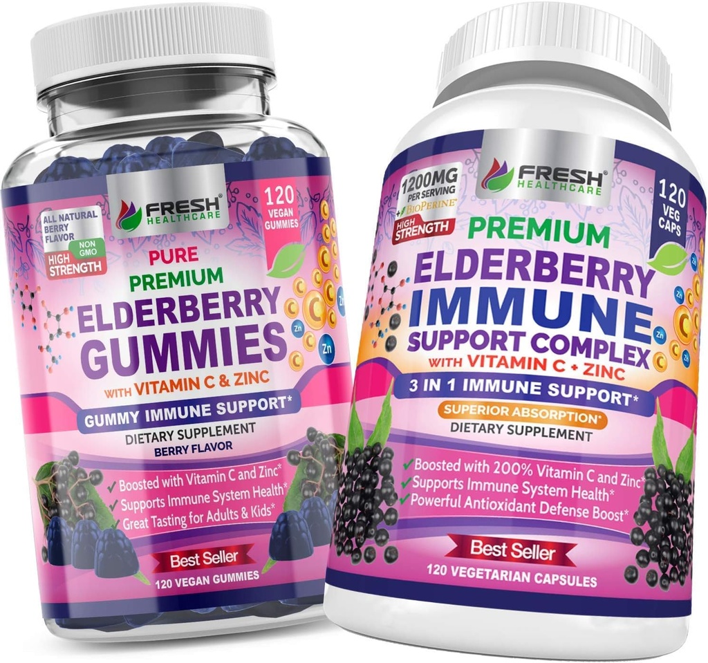 FRESH HEALTHCARE Elderberry Gummis und Elderberry Immun Support Complex