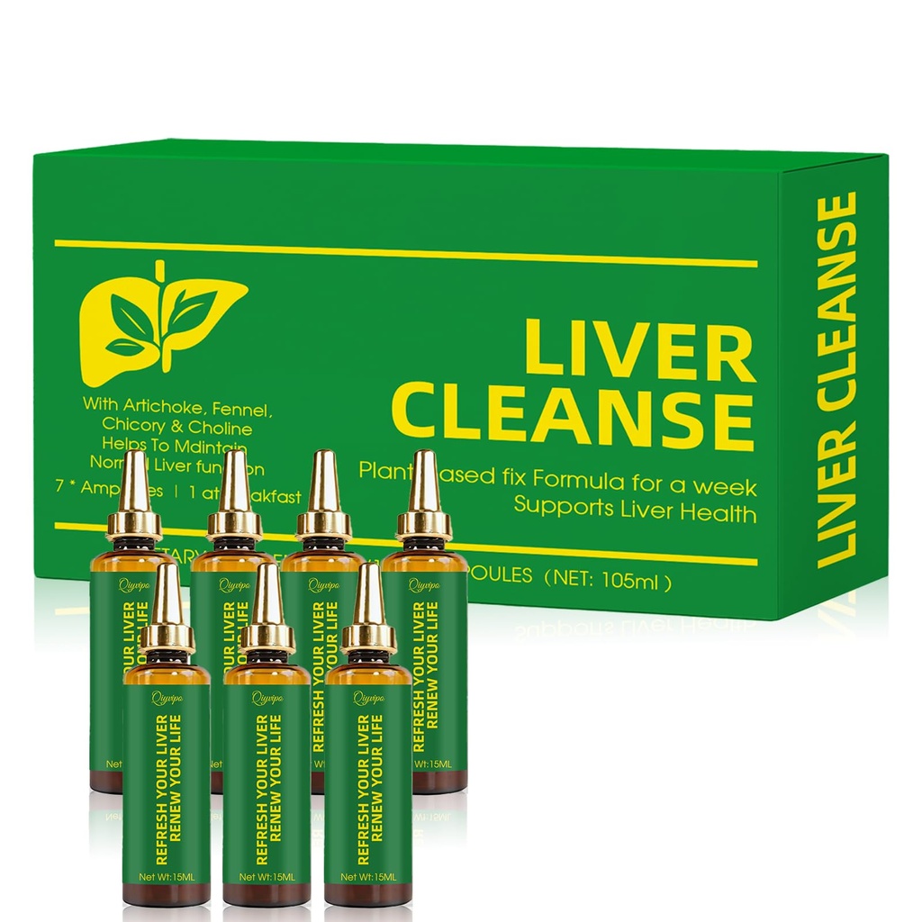 Liver Detox Ampoules – Liver Cleanse Detox & Repair Supplement with Apple Flavor– Supports Liver Function & Healthy Metabolism-7 pcs/Box