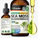 BIO KRAUTER Irish Sea Moss Drops - Chondrus Crispus Sea Moss Supplement mit Bladderwrack - Alkohol & Sugar Free Iodine Supplement - 2 Fl.Oz.