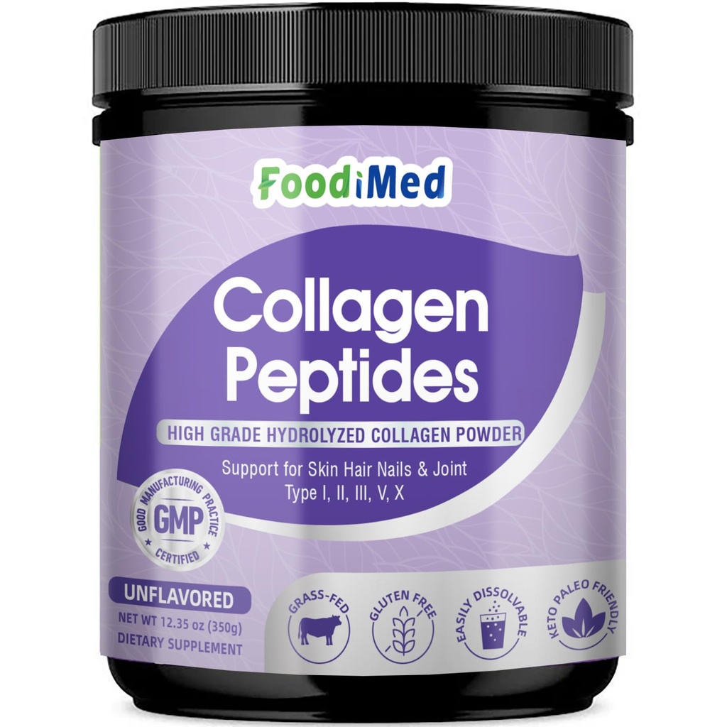 Collagen Peptides Powder - Hydrolyzed Collagen with Vitamin C, Hyaluronic Acid & Biotin - Skin, Hair, Nails, Joint & Anti-Aging Support, 35 Servings