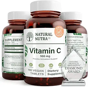 Natural Nutra Vitamin C Supplement 500 mg, Boost Immunsystem, fördert Herzgesundheit, Hilfe Regulieren Stoffwechsel, Hilfe fördert die Flüssigkeitsregulierung und Hautstruktur, Gesamtkörpergesundheit, 100 Vegan Tablet