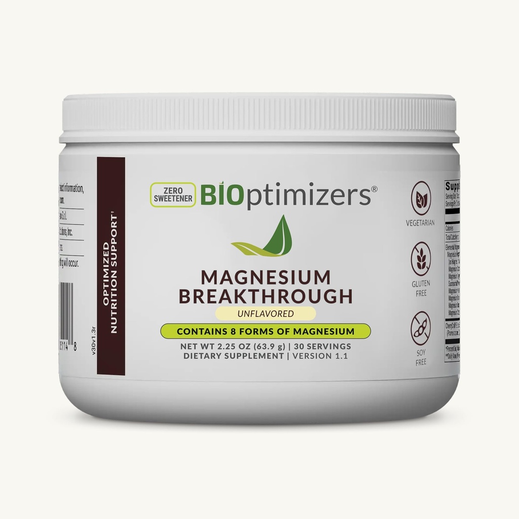 BIOptimizers Magnesium Breakthrough Drink - 8 Formen von Magnesium, Elektrolyten, Schlaf Gesundheit, Stress, Muskelrückgewinnung, Herzunterstützung | Glycinate, Citrate, Malate