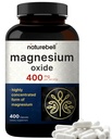 Magnesium Oxide 400mg, 400 Capsules | High Purity Elemental Form – Extra Strength – Essential Mineral Supplements for Muscle, Digestion, Bone, & Heart Support – Non-GMO & No Gluten
