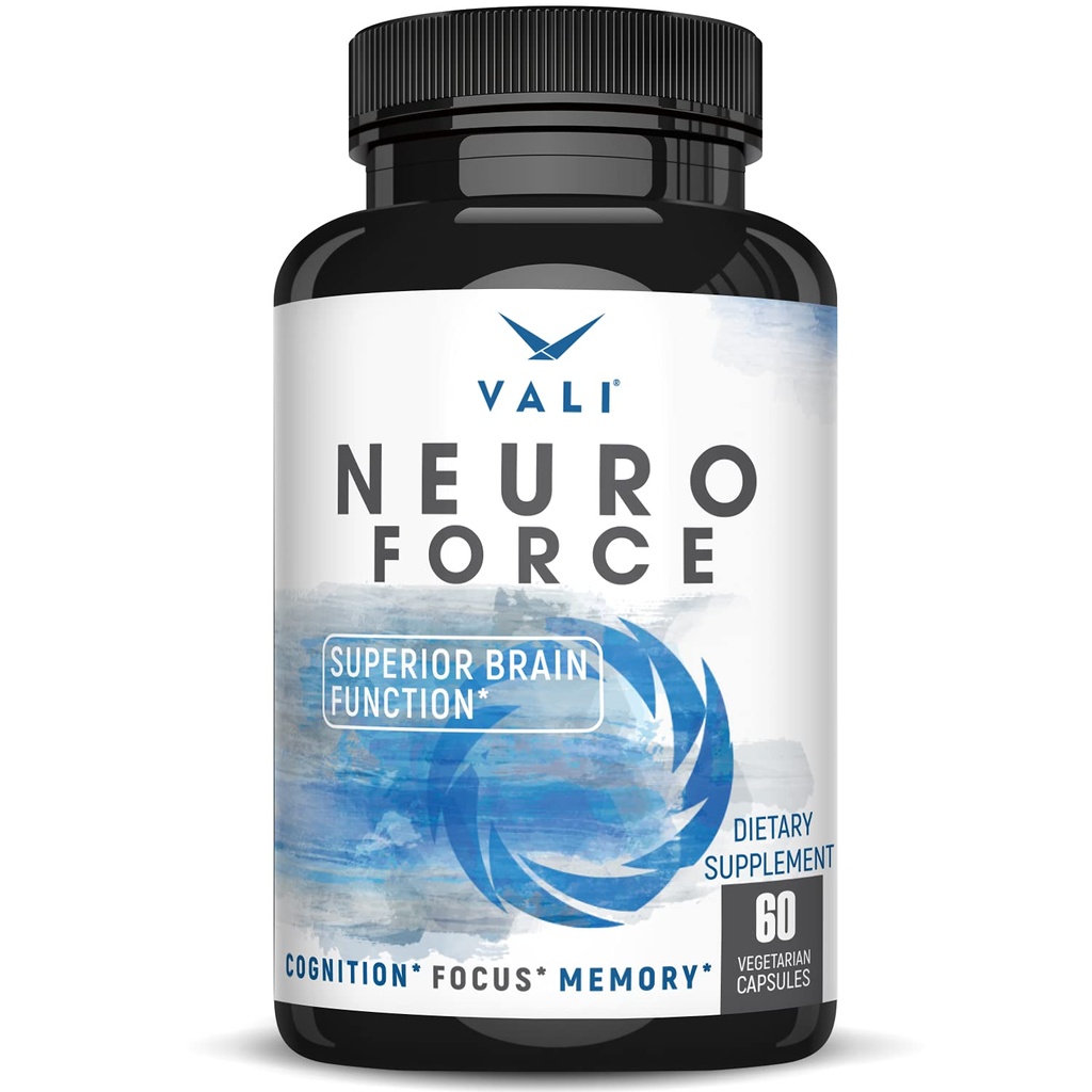 VALI Neuro Force Brain Booster Supplement für Fokus, Gedächtnis, Klarheit und Energie. Extra Stärke Nootropic kognitive Funktion Unterstützung für Psychische Leistung. mit natürlichem Koffein. 60 Veggie Kapseln