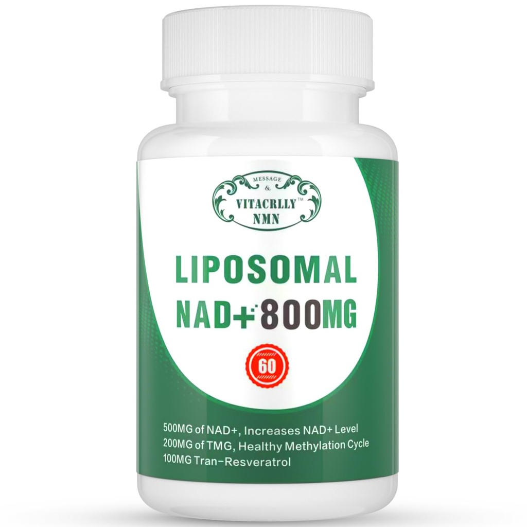 NAD+ Ergänzung Liposomal NAD+ Plus 800MG Nicotinamid Riboside Alternative für Zellenergie, Gesundes Altern und Muskelreparatur 60 Kapseln