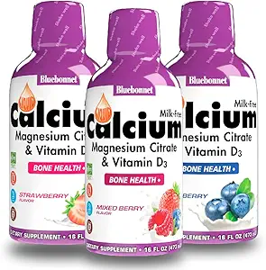 Bluebonnet Nutrition Liquid Calcium Citrat Magnesium Citrat, Vitamin D3 - Bundle Blueberry, Erdbeere und Mix Berry Flavor, 3 Flasche 16 Fl Oz Jeder (48 Fl Oz Gesamt)