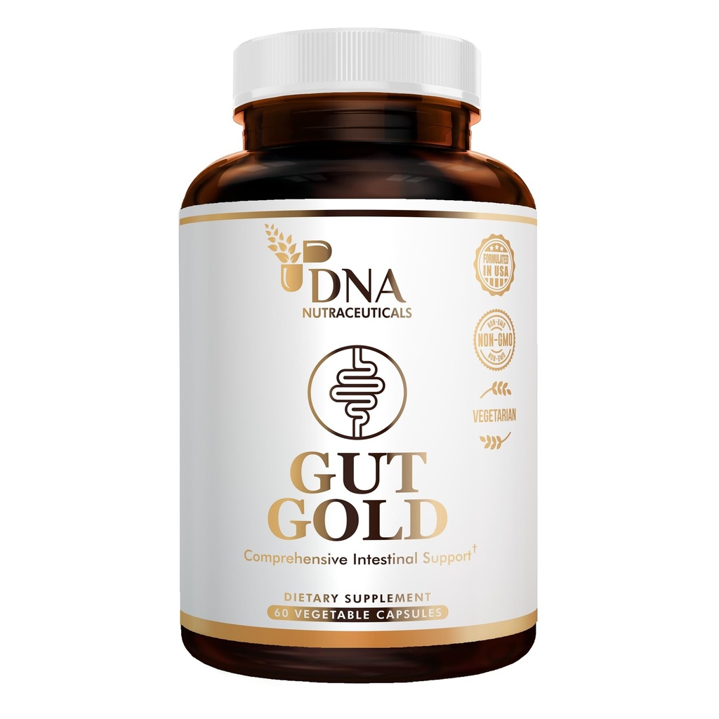 GUT GOLD 5-in-1 Digestive Enzymes, Probiotics, PreForPro™, Prebiotics, Postbiotics, Yeast Fermentate & Immune Support - For Women's & Men's Gut Health - Non-GMO, Vegetarian caps. Made in the USA.