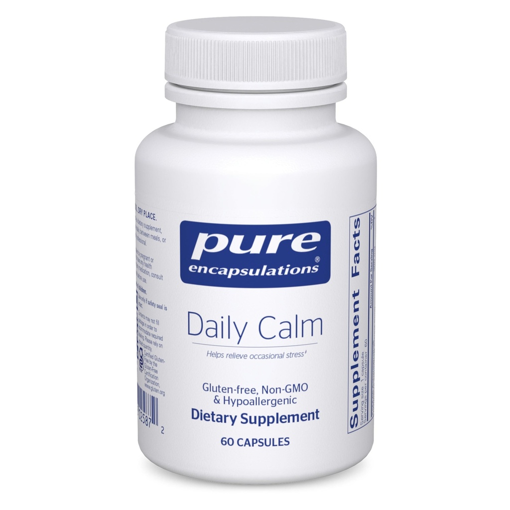 Pure Encapsulations Daily Calm - Vegan Stress & Sleep Support Supplement - Enthält Ashwagandha, Saffron, GABA & L-Theanine - Non-GMO, Soy-Free & Gluten-Free - 60 Kapseln