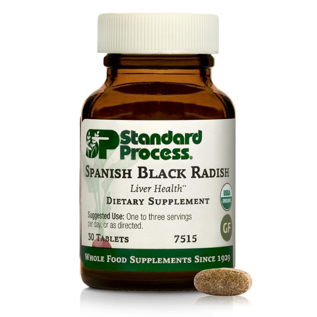 Standard Process Spanish Black Radish - Liver Health Dietary Supplement - Gallbladder Health & Digestion Cleanse Support - Gluten-Free, Non-Dairy & Non-Soy - 30 Tablets (30 Servings)
