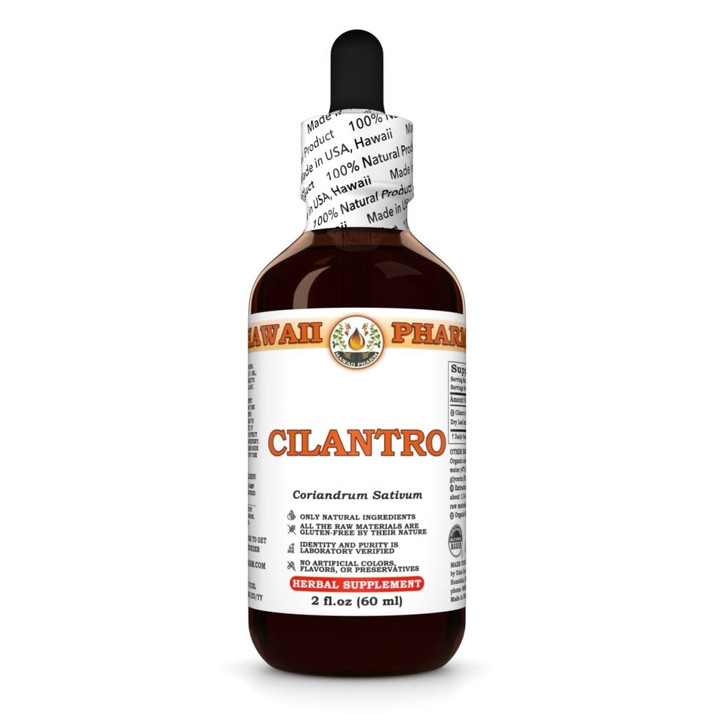 Hawaii Pharm Cilantro Extract, Tincture for Heart and Brain Support, Promotes Digestion, Supports Skin Vitality, Encourages Balanced Blood Pressure, Aids Cognitive Function - 2 fl.oz