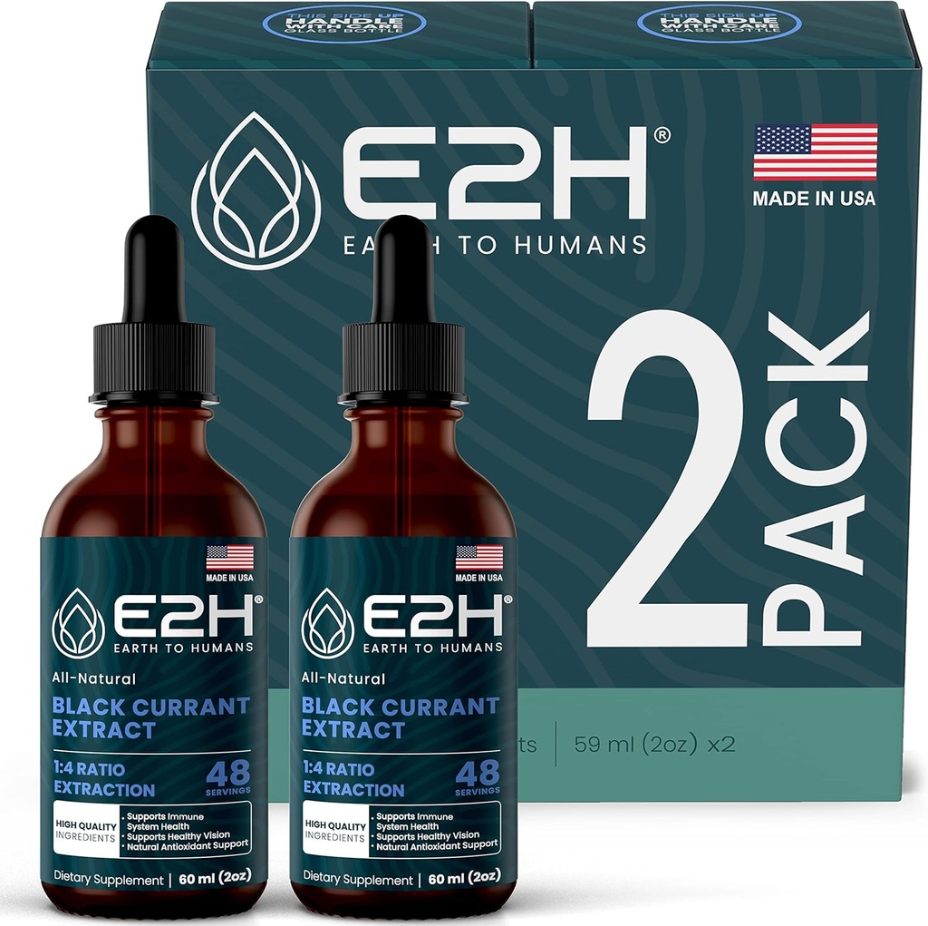 E2H Natürliche schwarze Johannisbeere Extrakt, kaltgepresste schwarze Johannisbeere Seed - Immunsystem Gesundheit - Schnelle absorbierende Flüssigkeit (2 Flaschen)