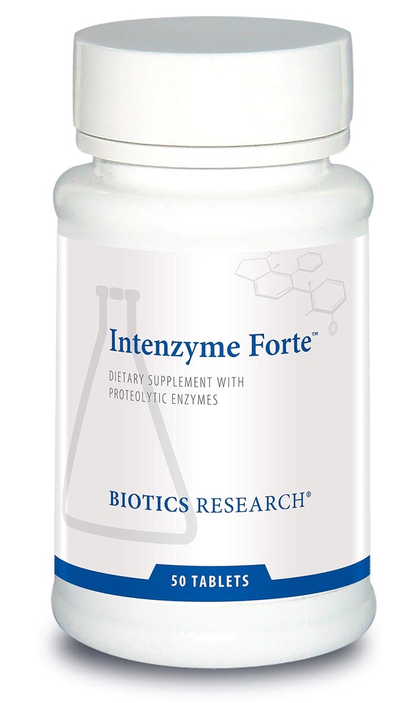 Biotics Research Intenzyme Forte™ Proteolytic Pancreatic Enzymes, Pancreatin, Bromelain, Papain, Lipase, Amylase–Supplement Supports Healthy Protein Digestion–Immune & Circulatory Function 50 Tablets