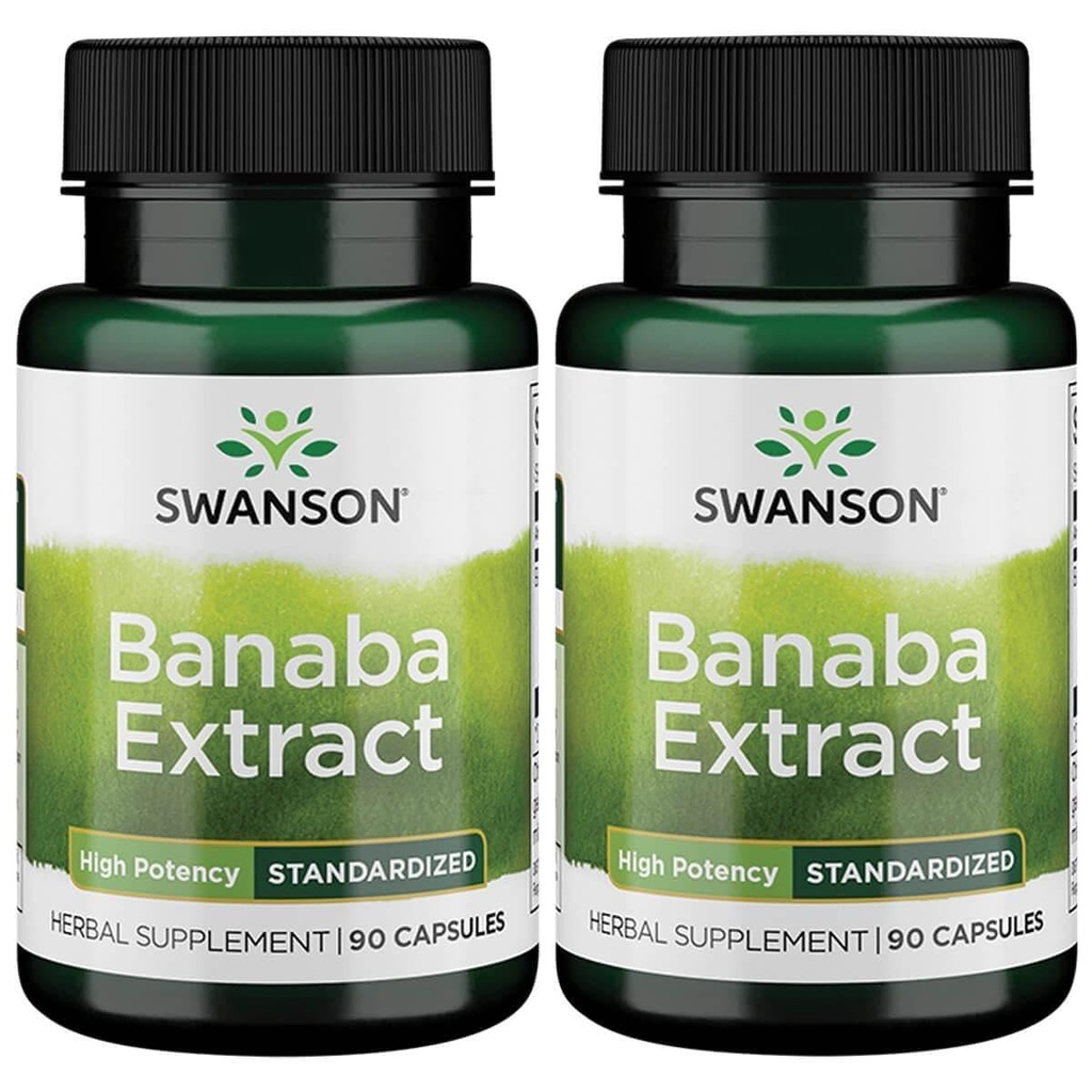 Swanson High Potency Banaba Extract - Herbal Supplement to Hep Maintain Healthy Blood Glucose Levels - Supporting Daily Health Maintenance - (90 Capsules, 60mg Each) (2 Pack)