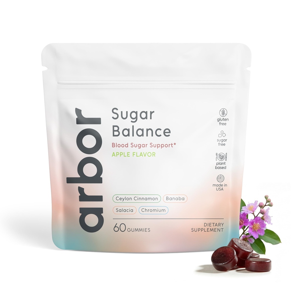 Sugar Balance Gummies – Vegan Herbal Supplement with Ceylon Cinnamon, Banaba, Salacia & Chromium – Supports Healthy Blood Sugar & Carbohydrate Metabolism Function – 60 Gummies