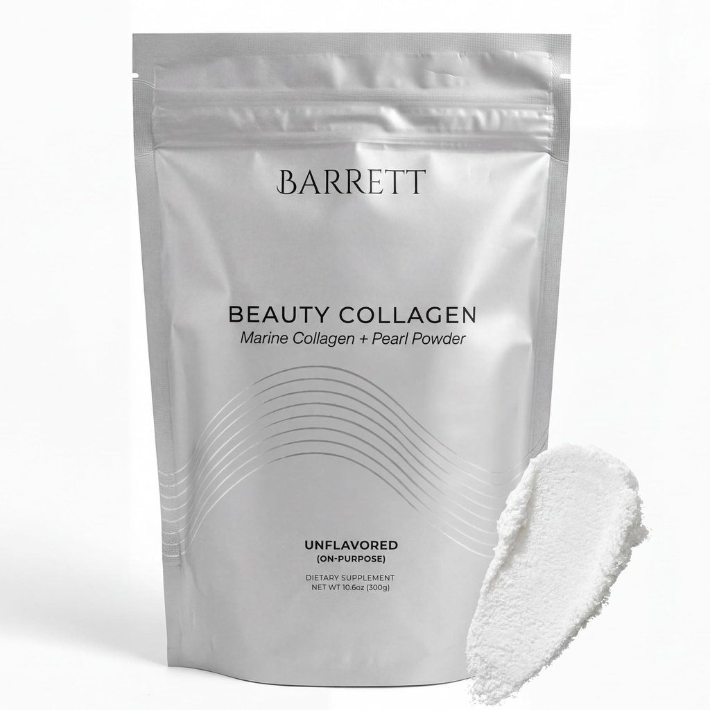 Barrett Beauty Collagen Powder, Unflavored Marine Collagen Supplement with Pearl Powder, Supports Hair Skin Nails & Daily Beauty Routine