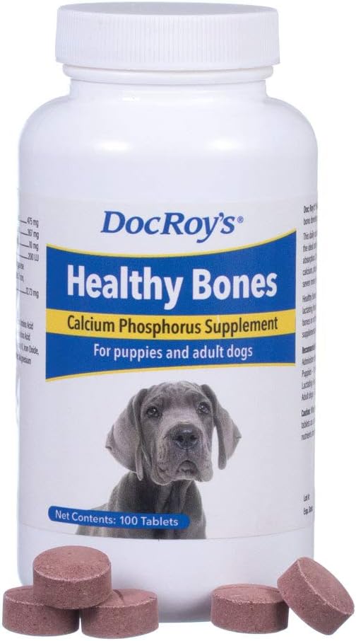 Revival Tiergesundheit Doc Roy's Gesunde Knochen- Kalzium Phosphor Ergänzung- für Hunde & Welpen- 100ct Tablets