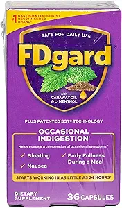 FDgard Gut Health Supplement, Indigestion, Nausea & Bloating, Upset Stomach, 72 Capsules