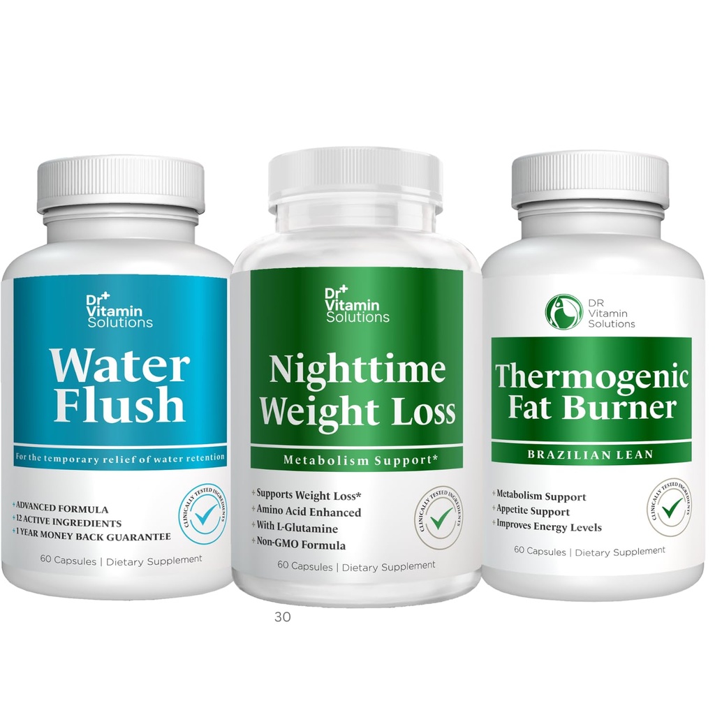 DR VITAMIN SOLUTIONS Nighttime Fat Burner, Thermogenic Weight Loss and Diuretic Water Pills - Metabolismus und Wasser Retention Pillen für Frauen und Männer 180 Mützen