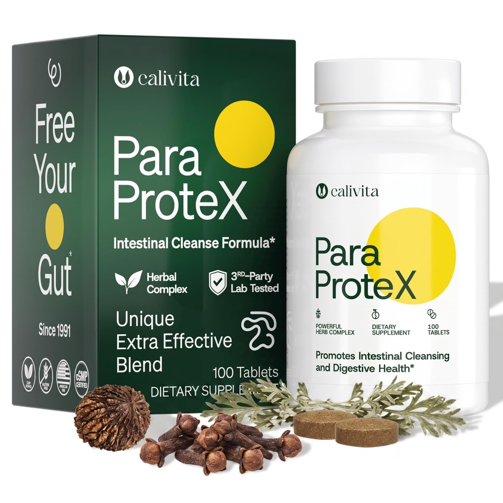 CaliVita International ParaProteX – Wormwood Black Walnut Clove Cleanse – Cleanse for Humans – Dewormer for Humans – Gut Cleanse Detox – All Natural Herbal Supplement – 100 Vegan Tablets