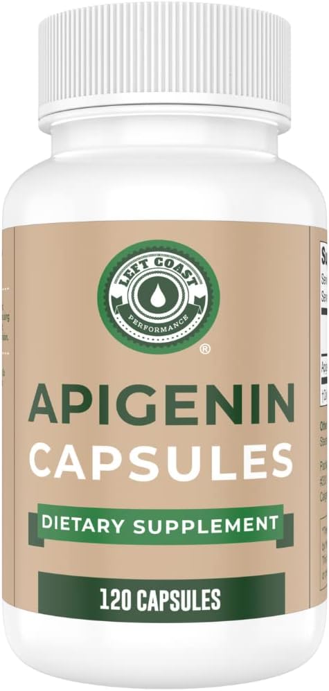 Left Coast Performance Apigenin Supplement 50mg Kapseln - 4 Monate Versorgung - Leistungsstarkes Flavonoid für verbesserten Schlaf, Entspannung und Stress