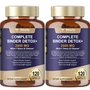 2Pack 2000MG Complete Binder Detox+ Activated Charcoal, Zeolite, Bentonite Clay, NAC, Milk Thistle, Probiotic, All-in-1 Detox & Cleanse Supplement, Liver & Gut Support, 240 Capsules
