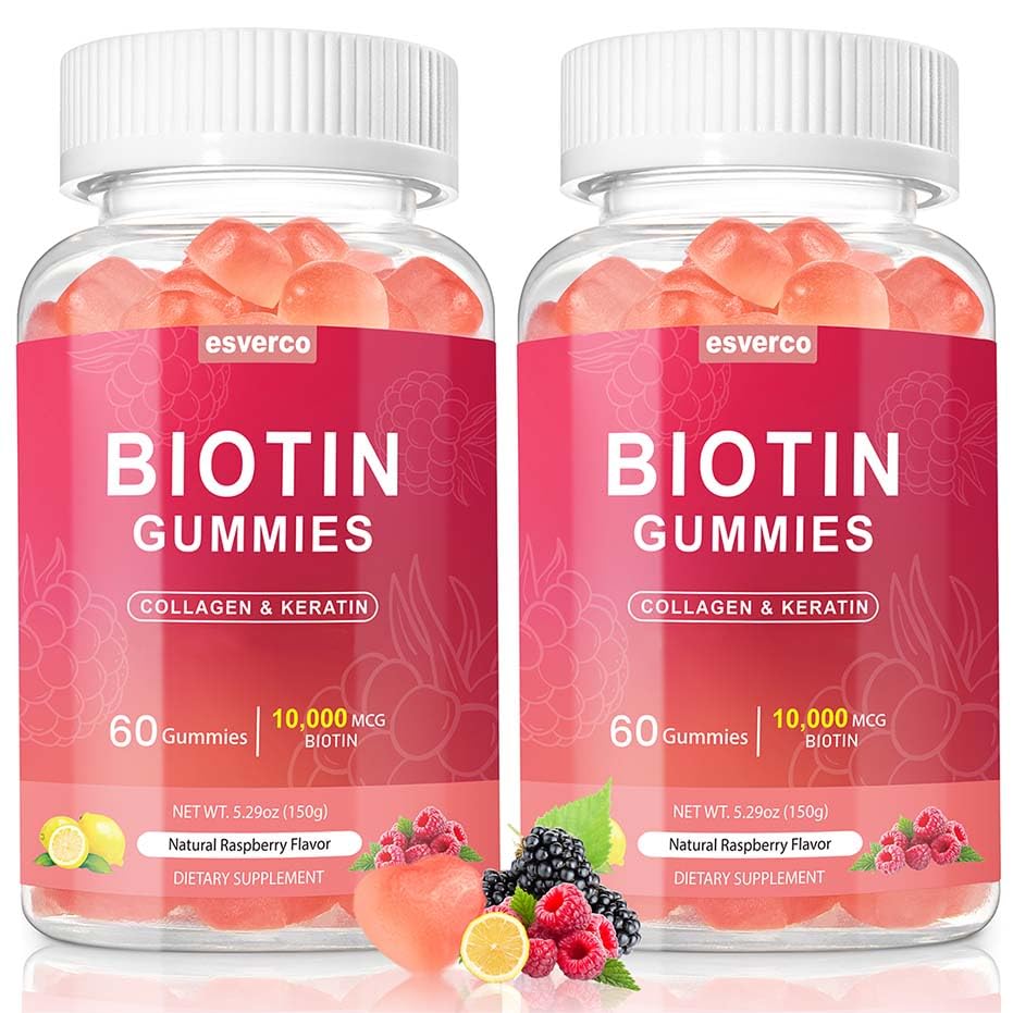 Biotin 10000mcg Collagen Keratin Gummies Supplements Gummy Hair Nails, Vitamins Daily Hair Nail Gummies Vegan Biotin Vitamin C Gummy120 Count