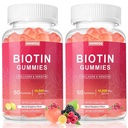 Biotin 10000mcg Collagen Keratin Gummies Supplements Gummy Hair Nails, Vitamins Daily Hair Nail Gummies Vegan Biotin Vitamin C Gummy120 Count