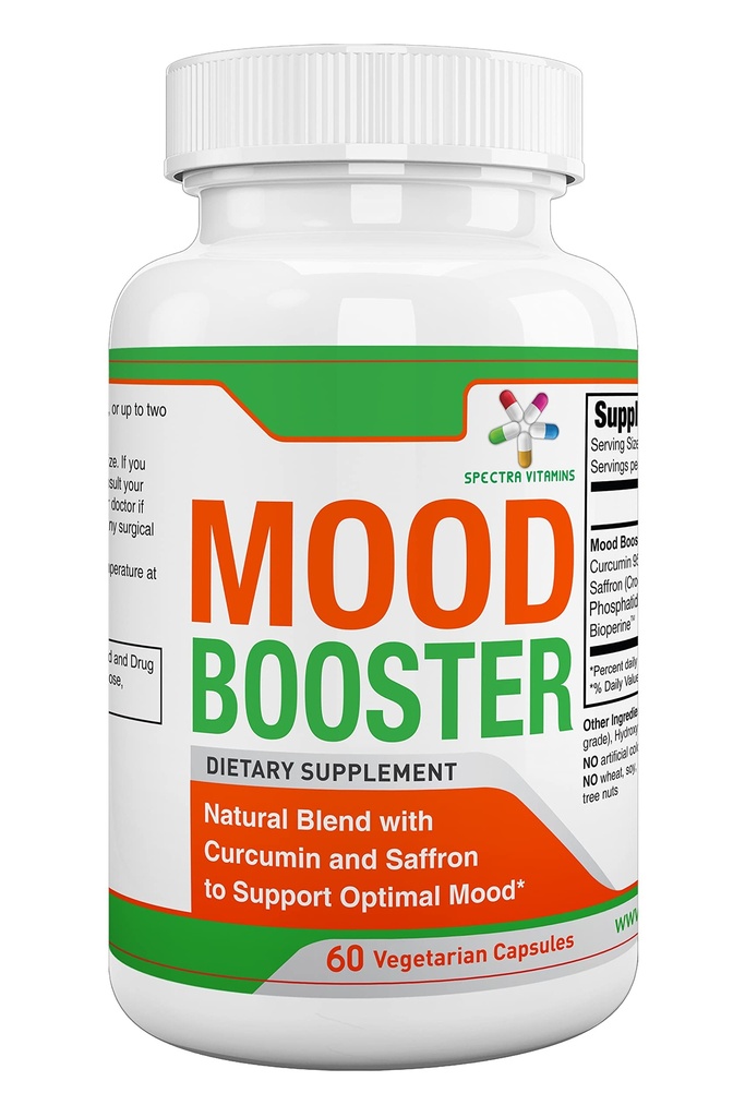 Spectra Vitamins - Mood Booster 60 Caps - Mood Enhancer Kapseln unterstützt Optimale Stimmung, Stress, Fokus, für Männer/Frauen