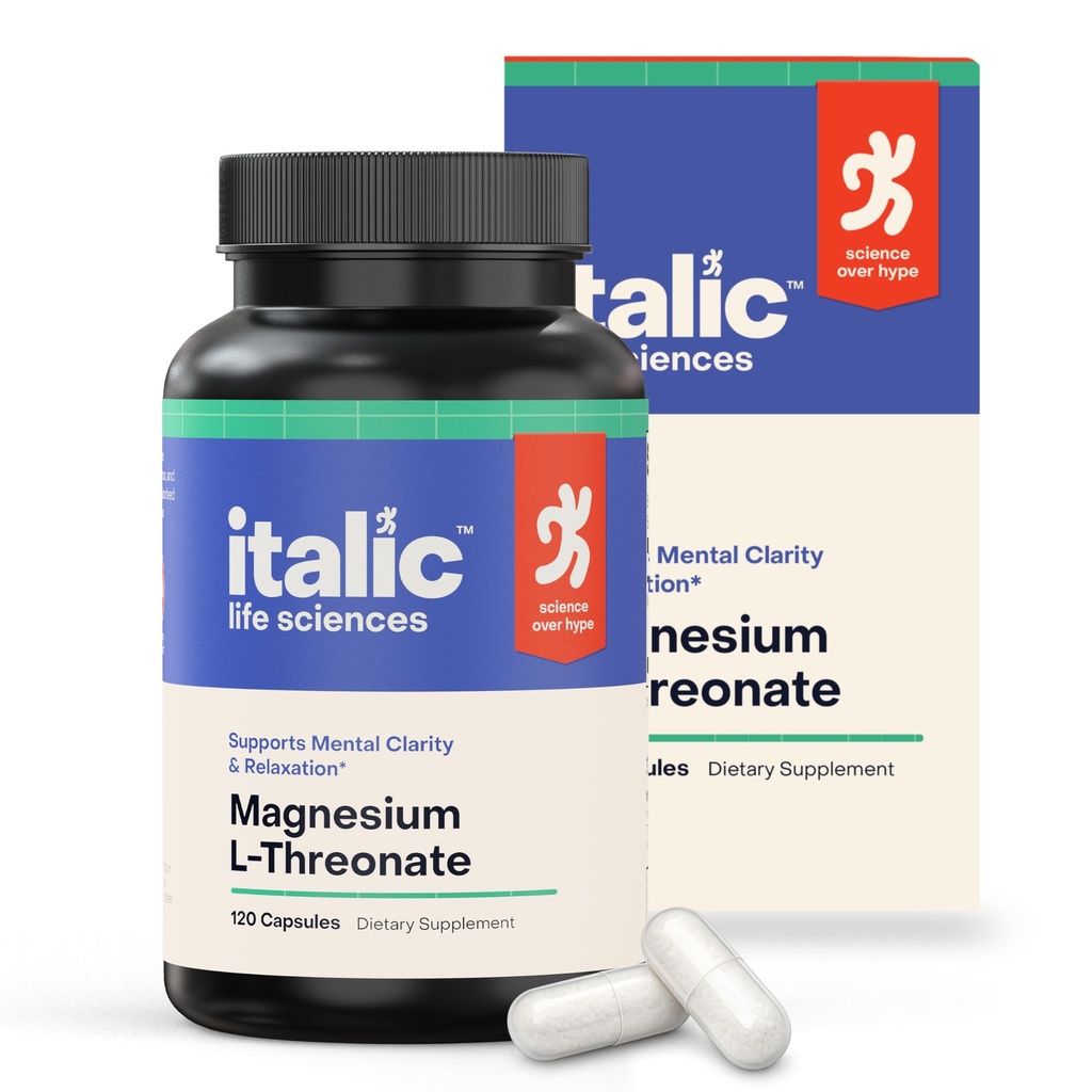 Magnesium L-Threonate 2000mg – Brain Health Supplement for Memory, Focus & Mental Clarity – Supports Relaxation & Sleep – 120 Capsules – Non-GMO, Lab Tested, Made in USA by Italic Life Sciences