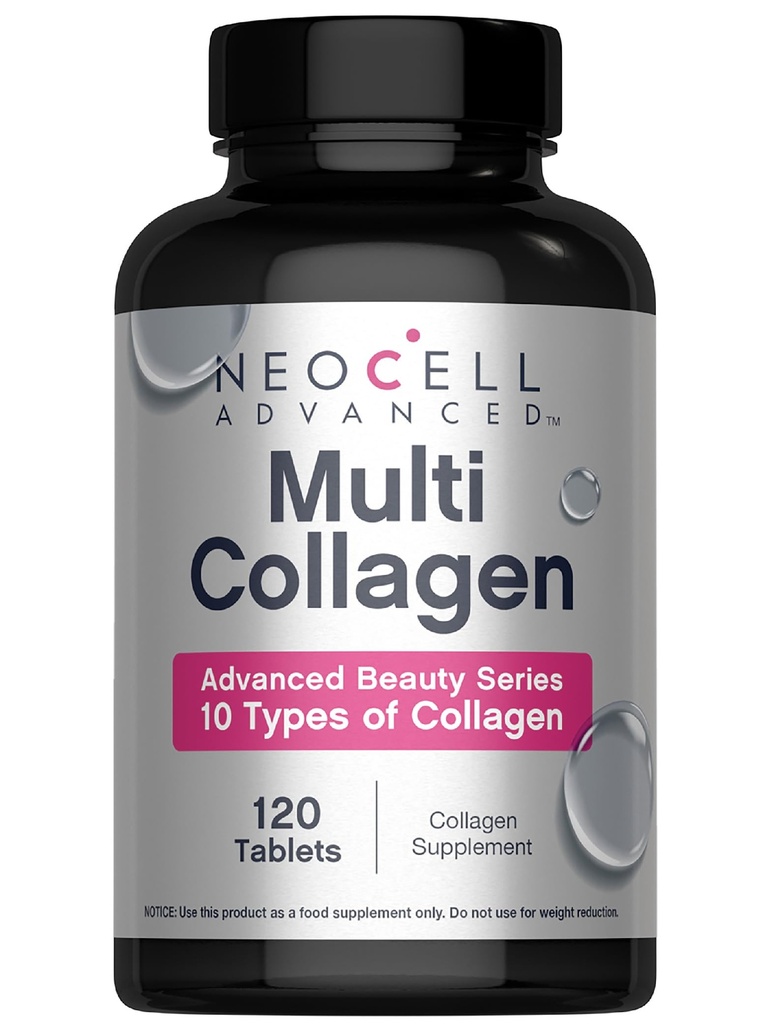 NeoCell Advanced Multi Collagen Peptides | 120 Tablets | 10 Types of Collagen | Skin, Hair and Nails | Beauty Supplement | for Men and Women