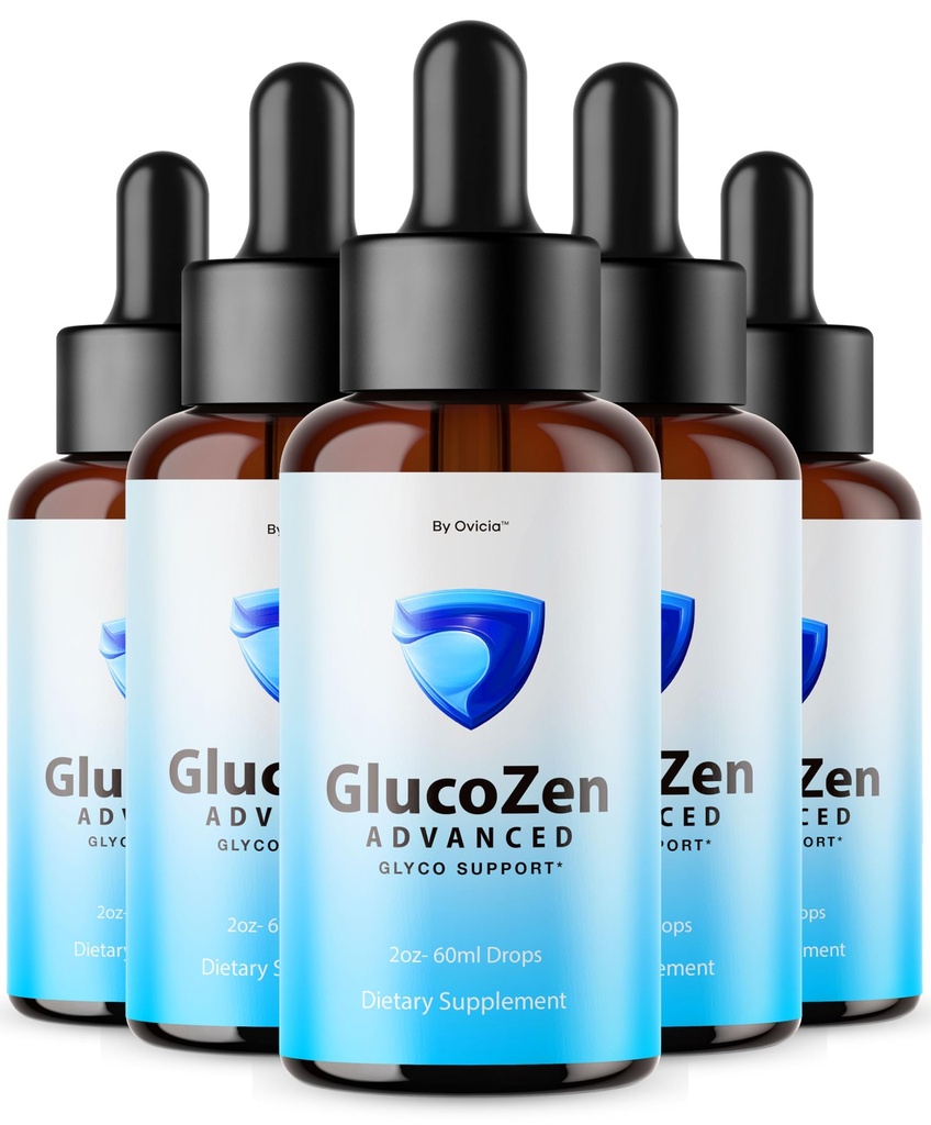 (5 Pack) GlucoZen Drops - Official GlucoZen Oral Liquid Drops Advanced Premium Formula Maximum Strength, All Natural Ingredients Vitamins for Overall Health & Wellness, 5 Bottles for 5 Months