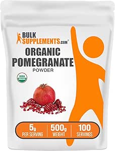 BulkSupplements.com Bio Granatapfel Pulver - Granatapfel Ergänzung für Immununterstützung, Kräuterergänzung - Glutenfrei, 5g pro Servierung, 500g (1.1 lbs) (Pack von 1)