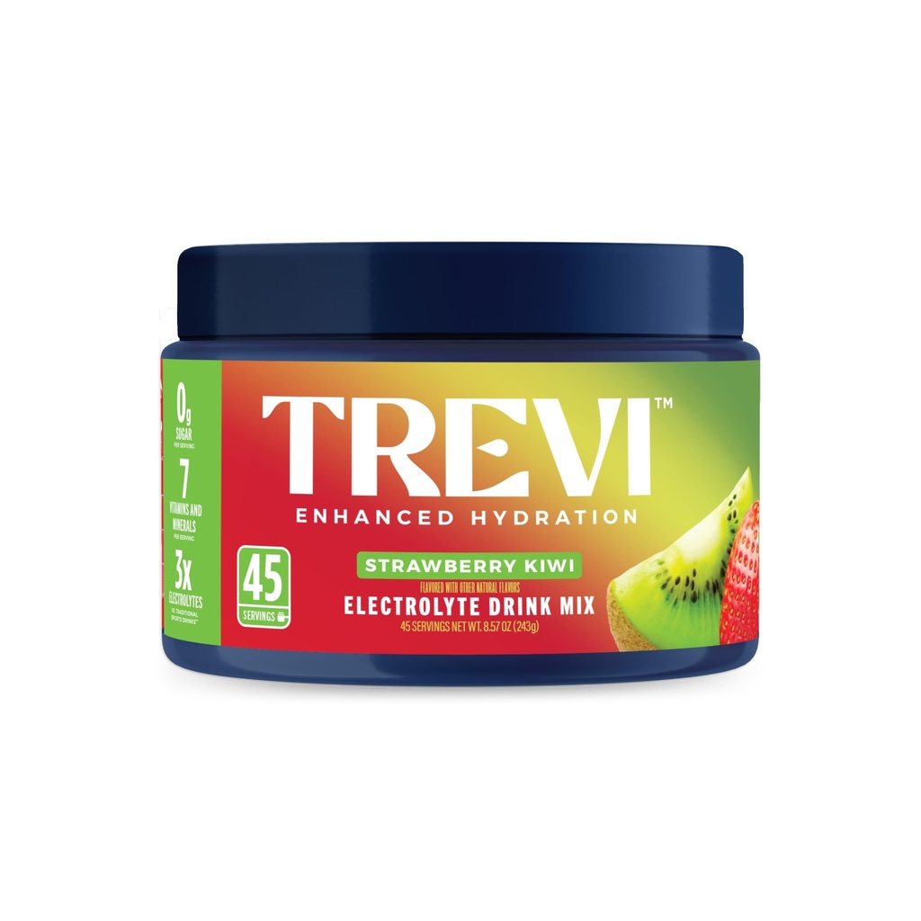 TREVI™ Everyday Sugar Free Electrolytes - Essential Drink Mix Hydration Powder Multi Serving Tub - 45 Serving - Strawbery Kiwi
