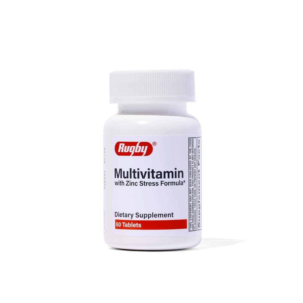 Rugby Multivitamin mit Zink Stress Formel - Nahrungsergänzung - 60 Tabletten (1 Packung)