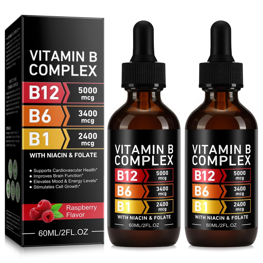 Vitamin B Complex, Organic B Complex Vitamins for Women, Vitamin B Complex Liquid, Vitamin B12 Methylcobalamin,b6,B1,B9 for Metabolic Health Support, Vegan, Non-GMO, Gluten Free (2)