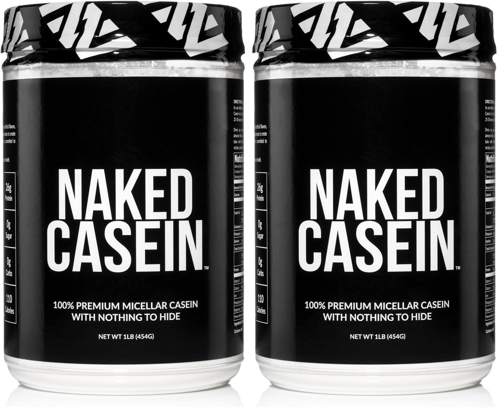 NAKED Casein - 1Lb Micellar Casein Protein - Bulk, Zero Carb, GMO-Free, Gluten Free, Soy Free, Preservative Free - Stimulate Muscle Growth - Enhance Recovery - 15 Servings (Pack of 2)