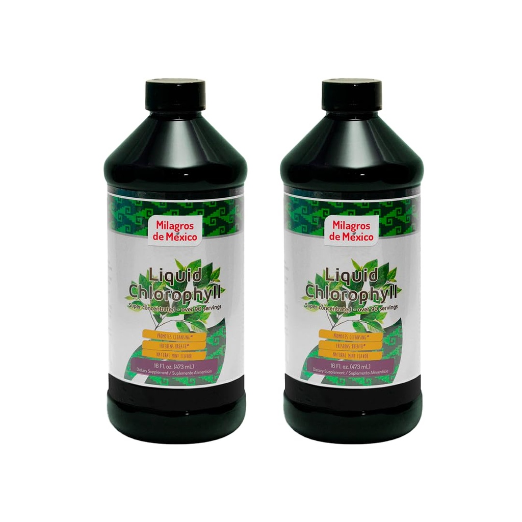 Clorofila Líquida con Menta 2 Pack (16 oz c/u) | Detox, Energía y Digestión | Liquid Chlorophyll with Mint | 2 Pack 16 oz ea | Detox, Energy & Digestive Support