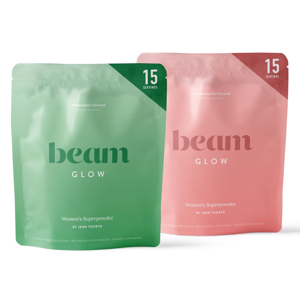Beam Glow, Hormone Balance for Women, Thyroid Support for Women, Natural Hormone Support Powder with Selenium and Bromelain, PMS Relief, Energy, Hair Skin & Nails, Vegan, No Sugar, 15 Servings