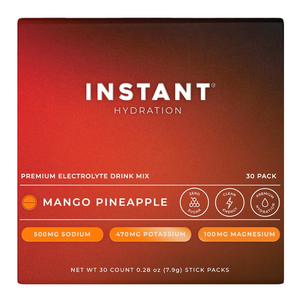 Instant Hydration Electrolytes Powder Packets - Mango Pineapple Drink Mix - Zero Sugar - Keto, Vegan, Gluten-Free, Non-GMO - Boost Recovery, Brain Health, Muscle & Tissue Support- 30 Sticks