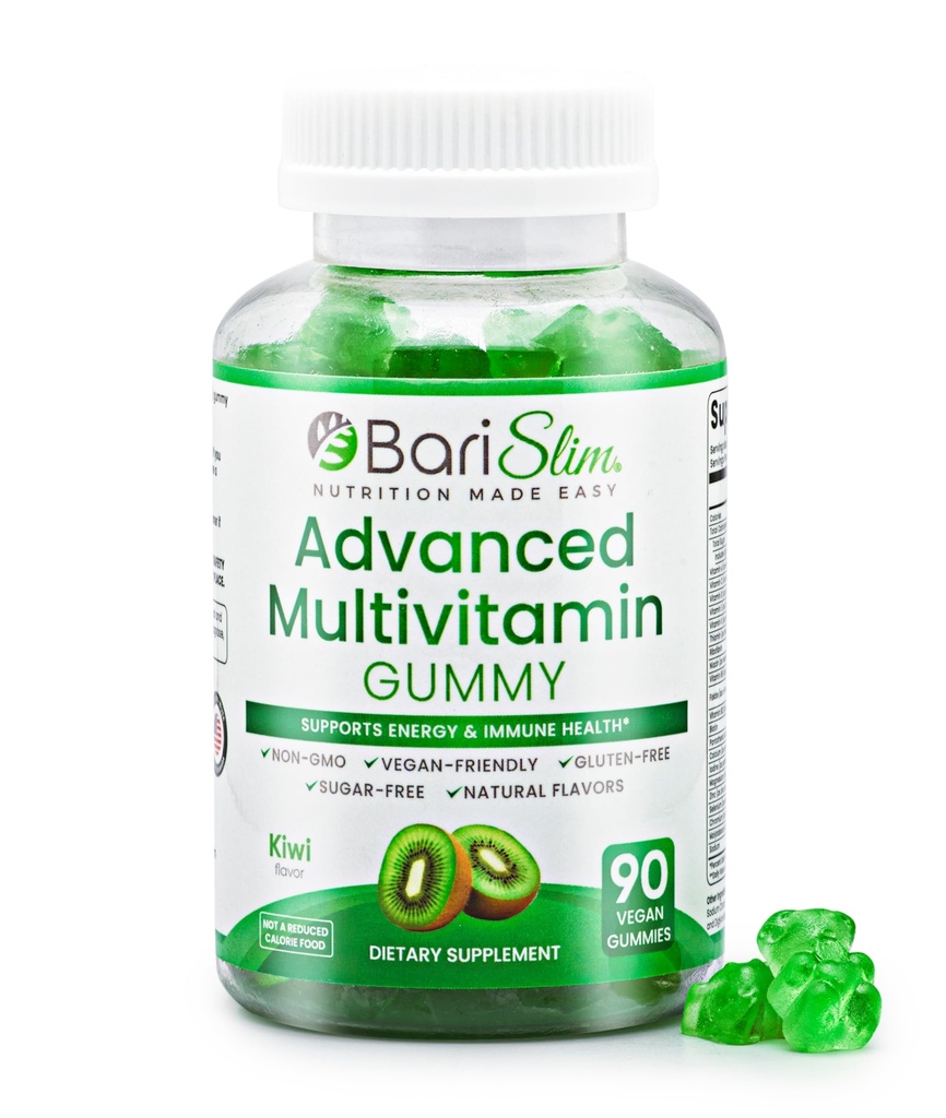 BariSlim Advanced Bariatric Multivitamin Gummies - Specially Formulated Bariatric Vitamins for Patients After Weight Loss Surgery - Supports Energy & Immune Health | Kiwi (90 Vegan Gummies)