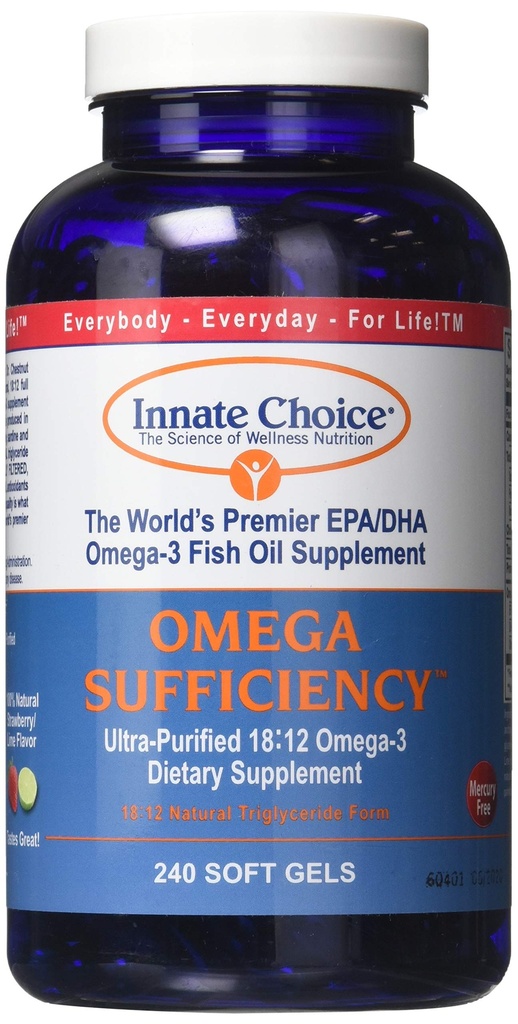 Fischöl Kapseln, Omega Sufficiency von Innate Choice, Erdbeer Lime 240 Kapseln