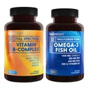 BioEmblem Vitamin B-Complex- All 8 Active Forms with Methyl Folate and Omega-3 Fish Oil 2000mg - Small Size Softgels