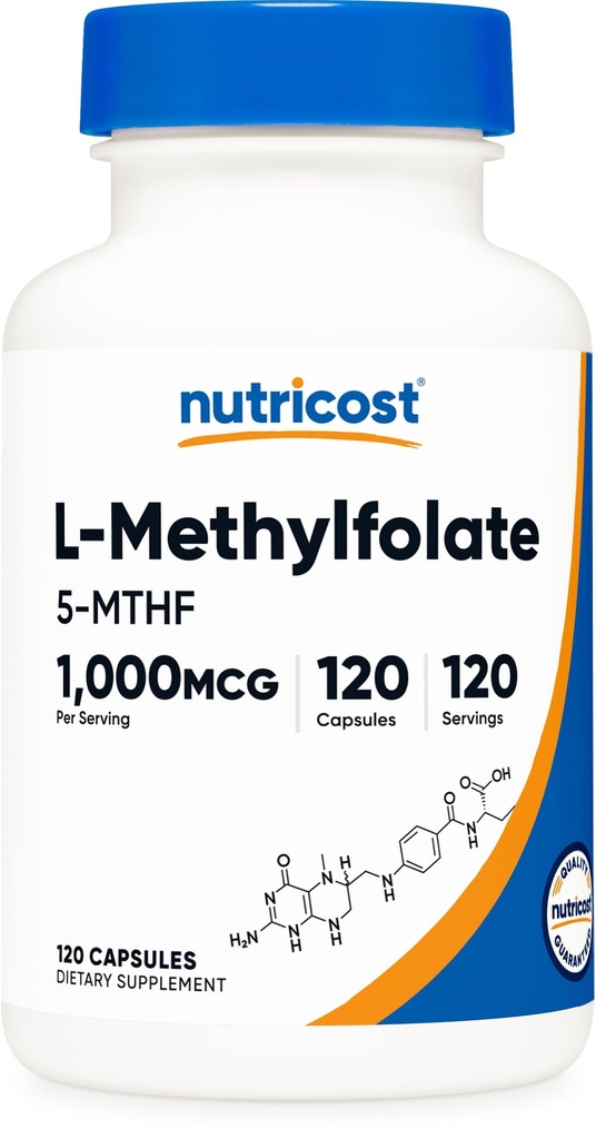 Nutricost Methylfolat 1000mcg, 120 Vegetarische Kapseln - Glutenfrei, Nicht-GVO (methyliertes Folat)