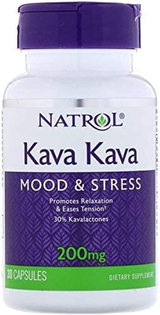 Natrol Kava Kava Kapsel, 200 Mg - 30 pro Packung - 3 Packungen pro Fall.
